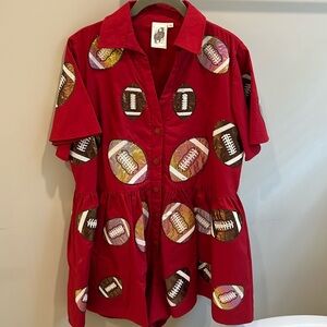 Queen of Sparkles Crimson Football Romper Size Medium